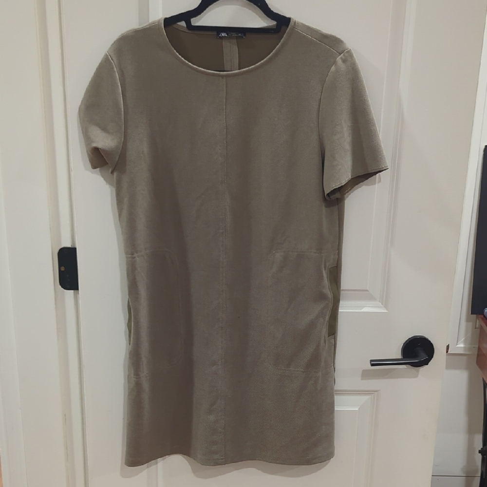 Zara Tan Short Sleeve Mini Dress